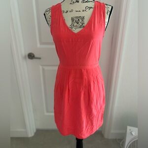 Madewell Pink Coral Sleeveless V-Neck Casual Dress